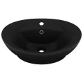 Luxury Basin Overflow Oval Matt Black 58.5x39 cm Ceramic vidaXL