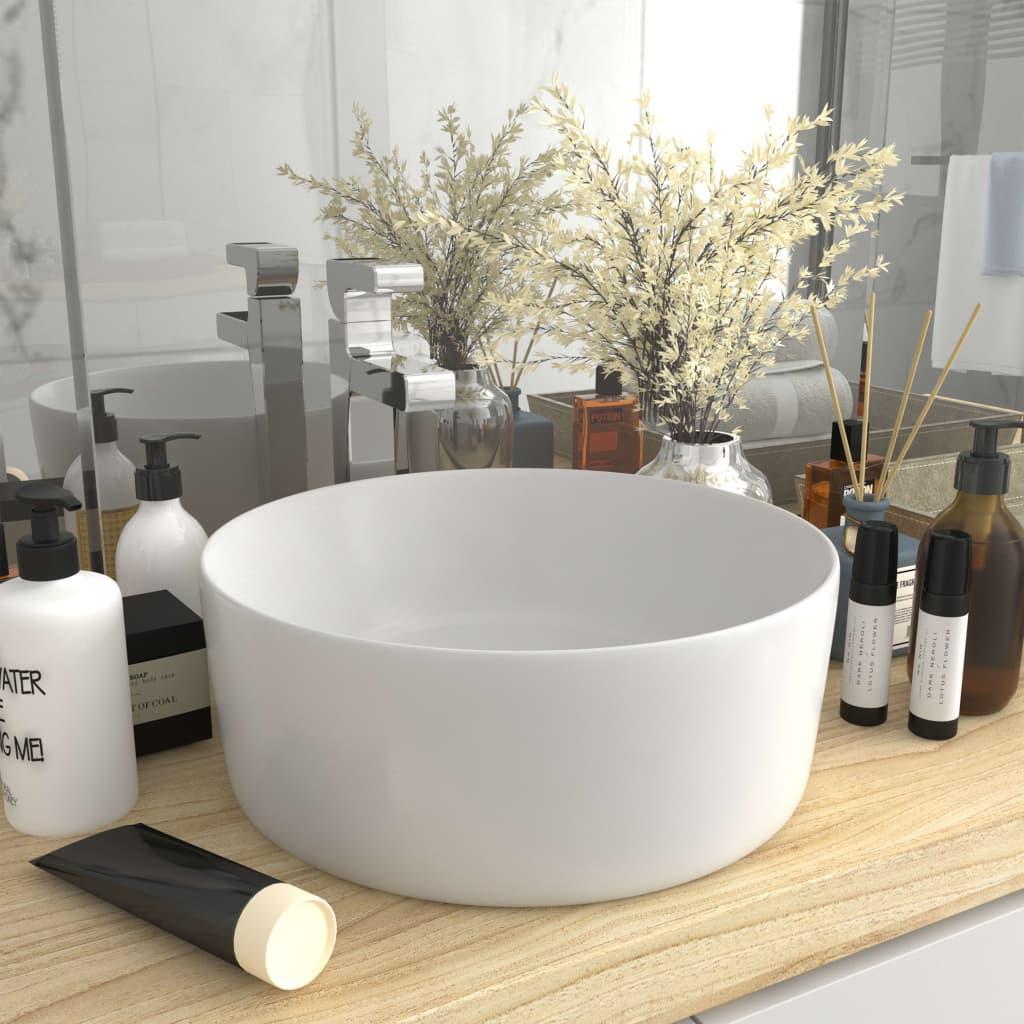 Luxury Wash Basin Round Matt White 40x15 cm Ceramic vidaXL