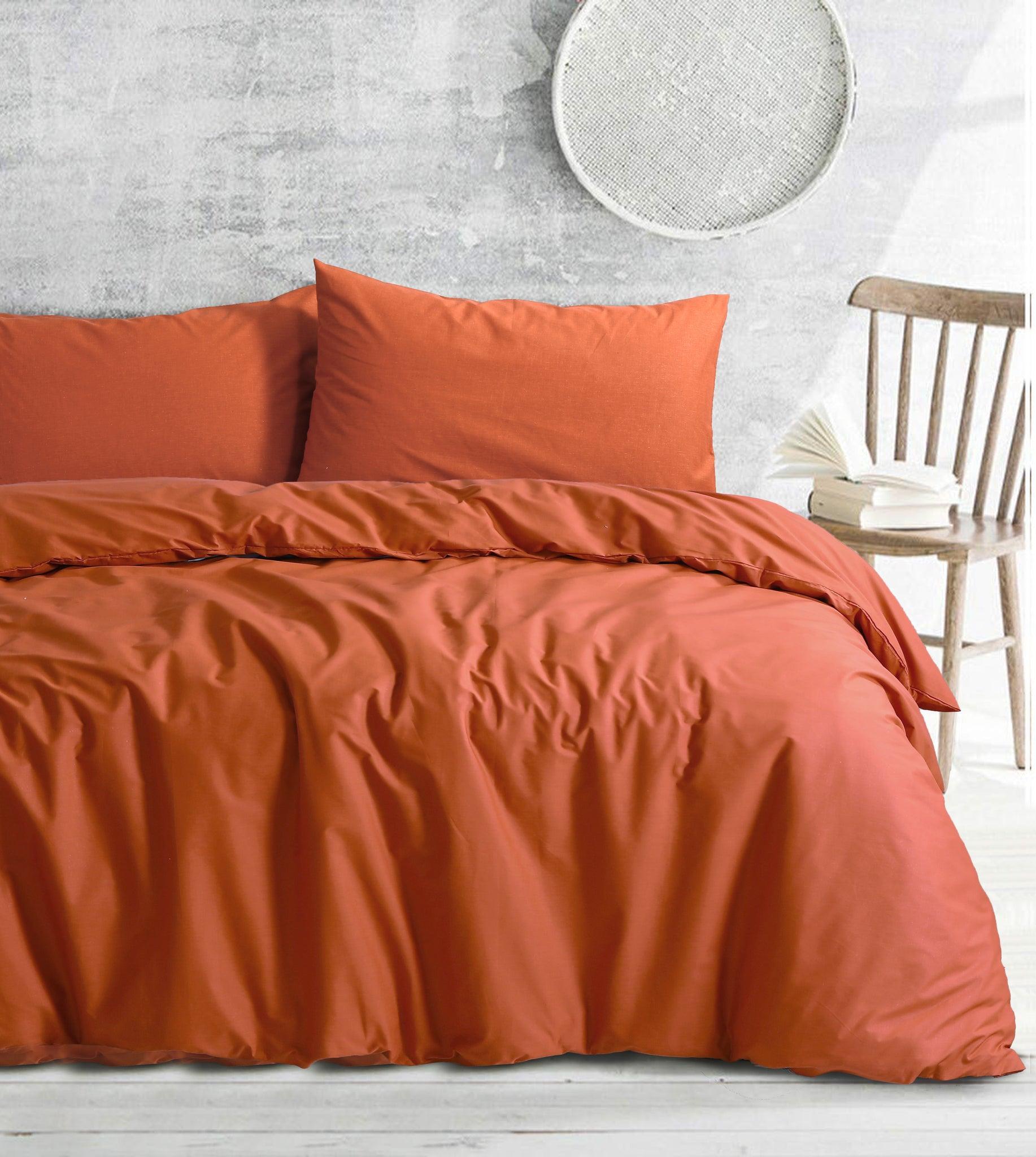 Amsons Royale Cotton Single Quilt Duvet Doona Cover Set with Europeon pillowcases - Rust