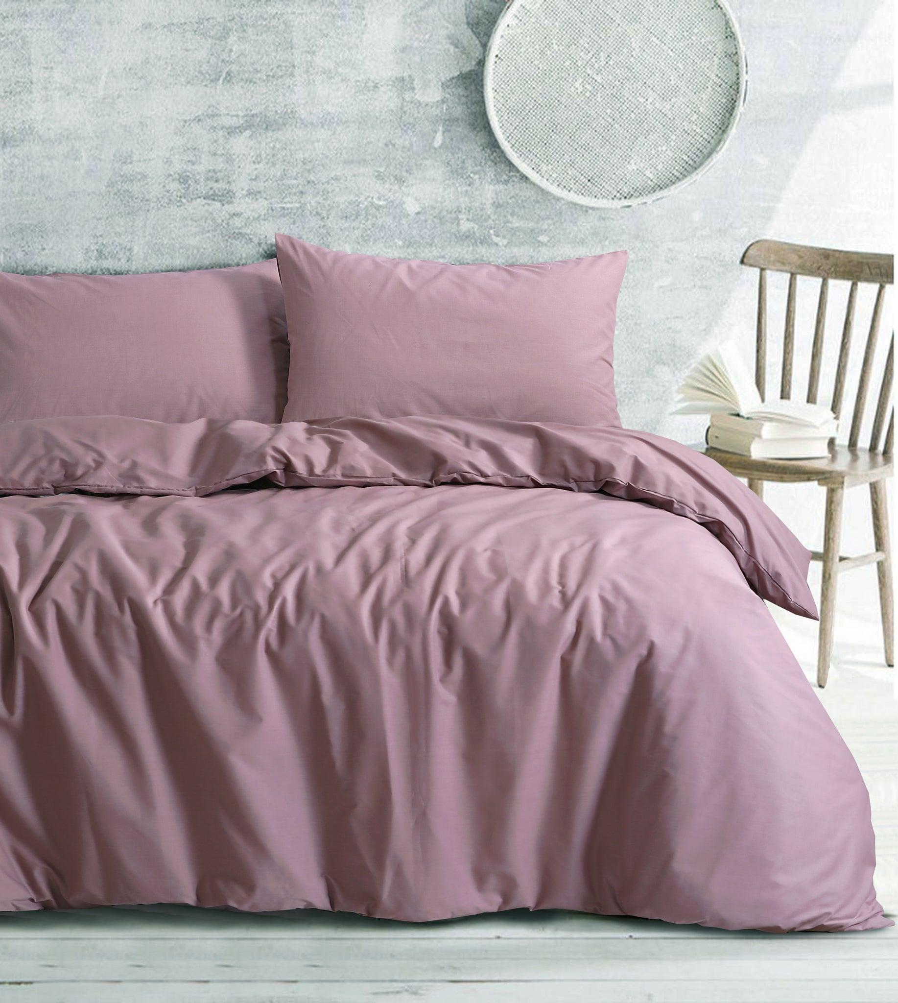 Amsons Amsons Royale Cotton Single Quilt Duvet Doona Cover Set with Europeon pillowcases - Dusky Pink
