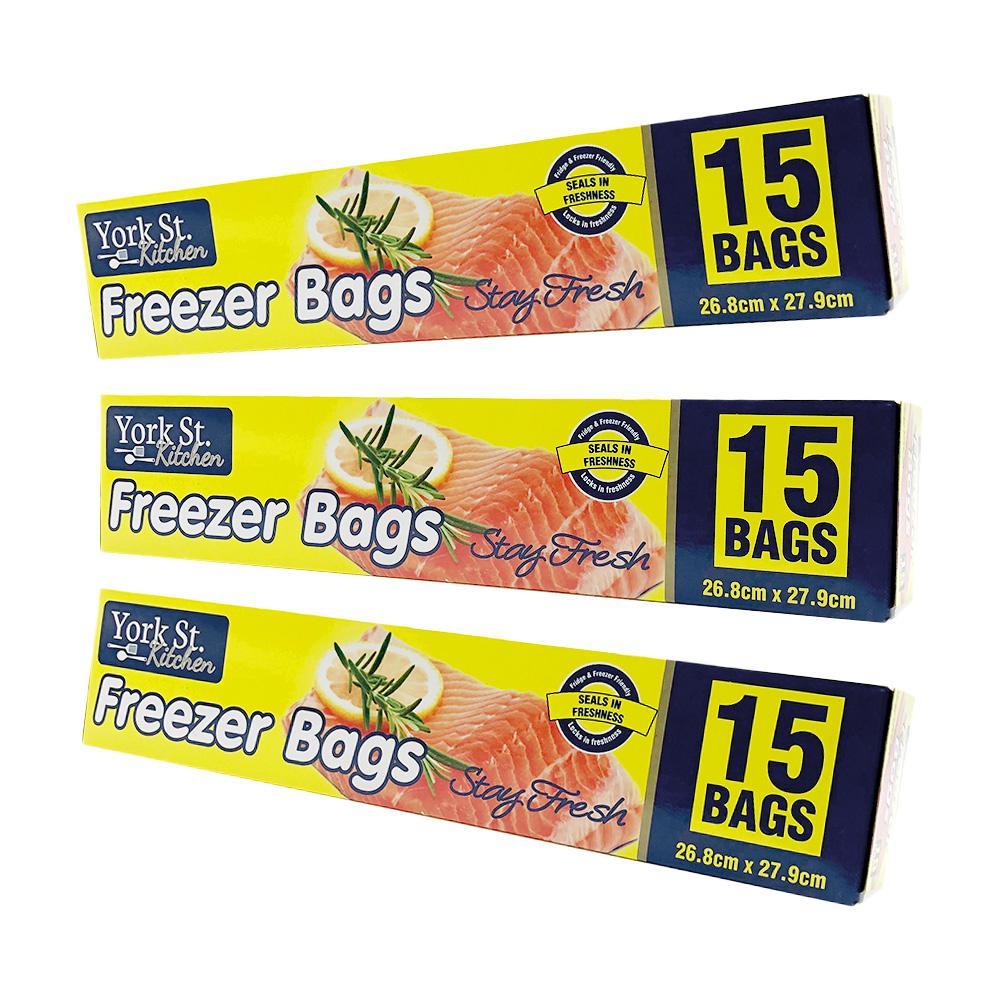 45Bags Freezer Bags Ziplock Press Lock Kitchen Fresh BPA Free 26.8cmx27.9cm