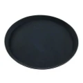 CHEF INOX PLASTIC ROUND BLACK NON SLIP SERVING TRAY - 40cm