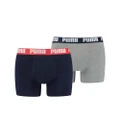 Puma Mens Basic Boxer Shorts (Pack of 2) (Grey/Navy) (L)