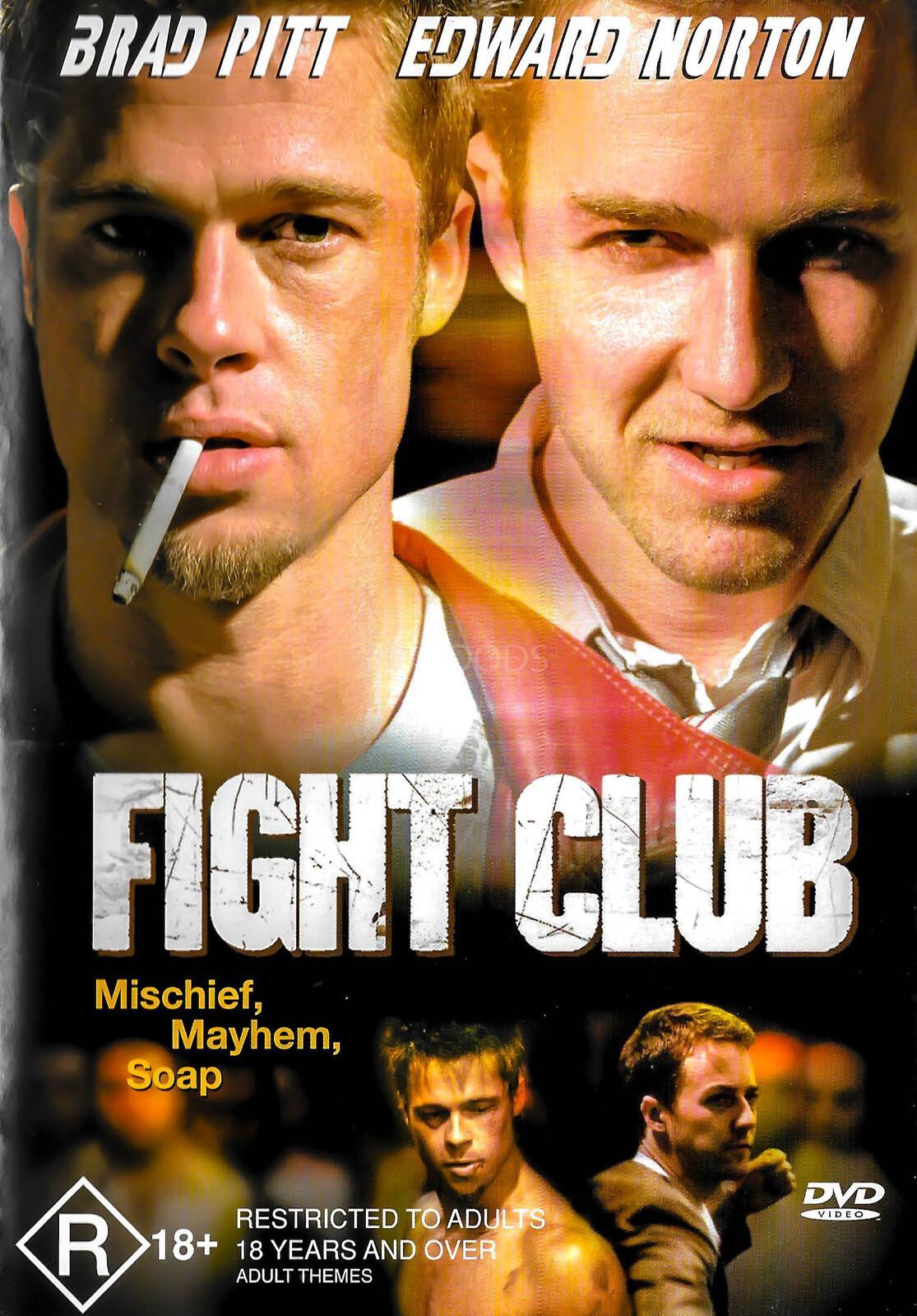 FIGHT CLUB- Brad Pitt Edward Norton DVD Preowned: Disc Excellent