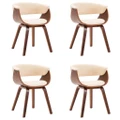 Dining Chairs 4 pcs Cream Bent Wood and Faux Leather vidaXL