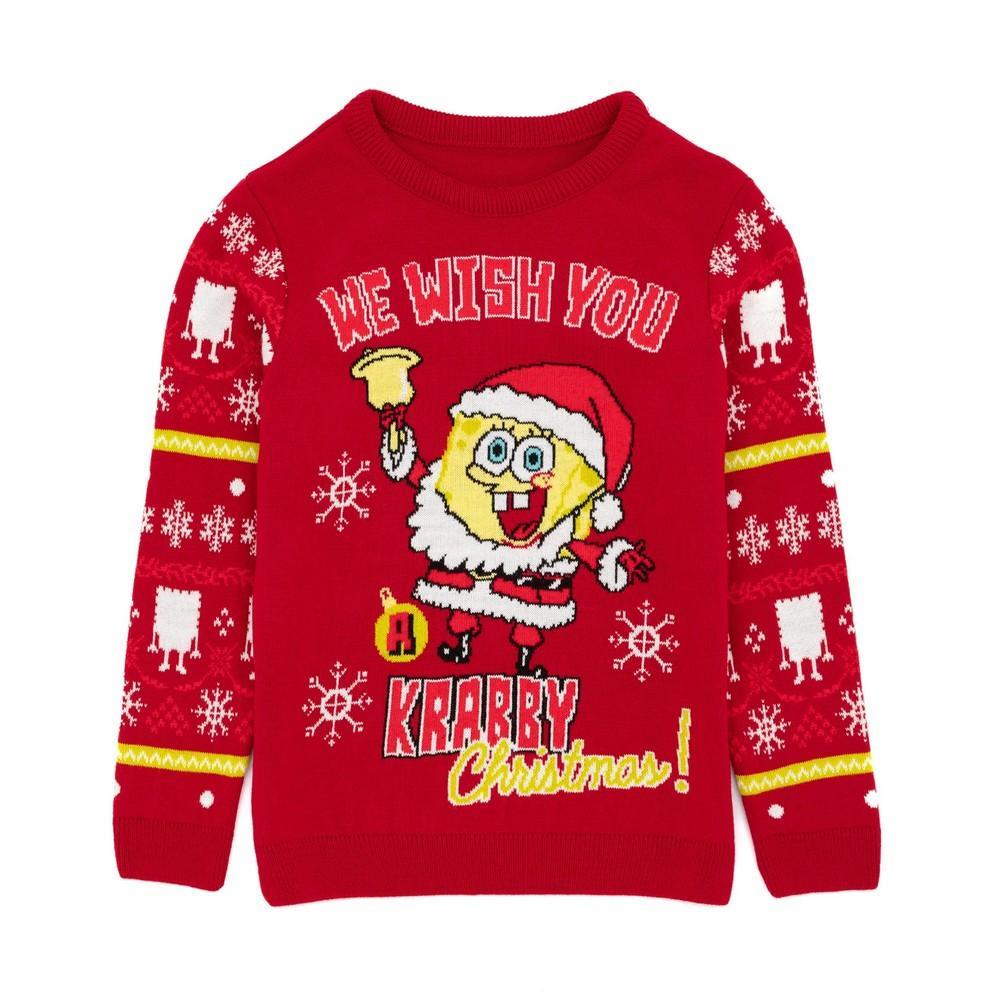 SpongeBob SquarePants Childrens/Kids Knitted Christmas Jumper (Red) (5-6 Years)