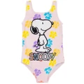 Snoopy Childrens/Kids One Piece Swimsuit (Pink/White/Yellow) (2-3 Years)