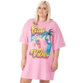 Barbie Womens/Ladies Cali Vibes Oversized T-Shirt Dress (Pastel Pink) (L)