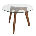Stad Round Glass Side Table | Walnut