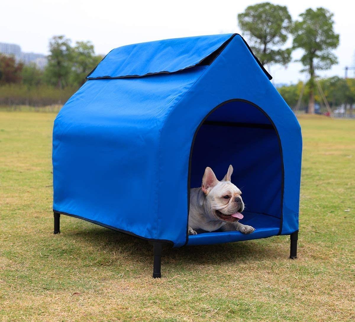 Elevated Portable Pet House (Small, Blue)