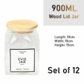 12x Glass Food Storage Jars 900ML Wooden Lid Kitchen Container Canister Bottle
