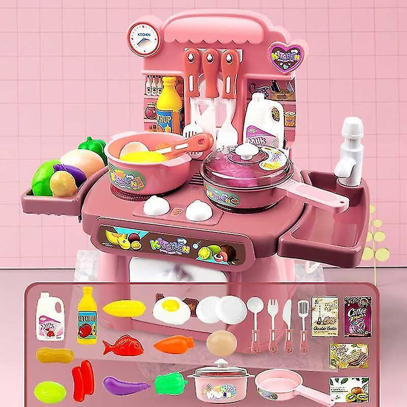 Kitchen Toys Imitated Chef Light Music Pretend Cooking Food Play Dinnerware