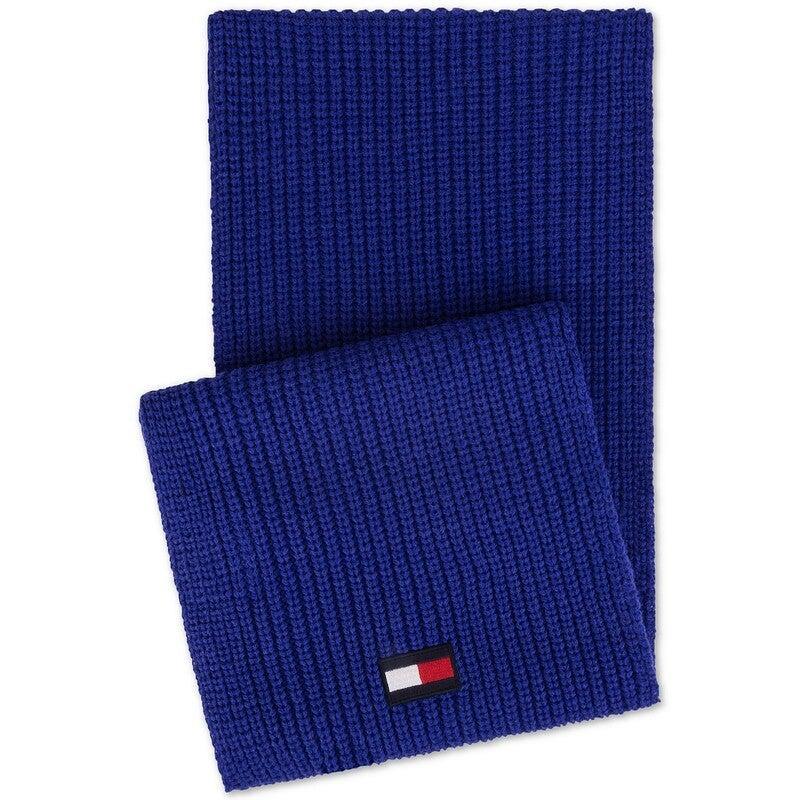 Tommy Hilfiger Men's Logo Knit Scarf In Blue