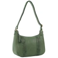 Pierre Cardin Herringbone Embossed Leather Tassel Women's Cross Body Bag Green
