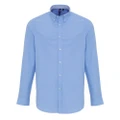 Premier Mens Cotton Rich Oxford Stripe Shirt (Light Blue) (2XL)