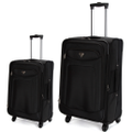 Swiss Luggage Suitcase Lightweight with 8 wheels 360 degree rolling SofeCase 2 Piece Set SN8109AB Black