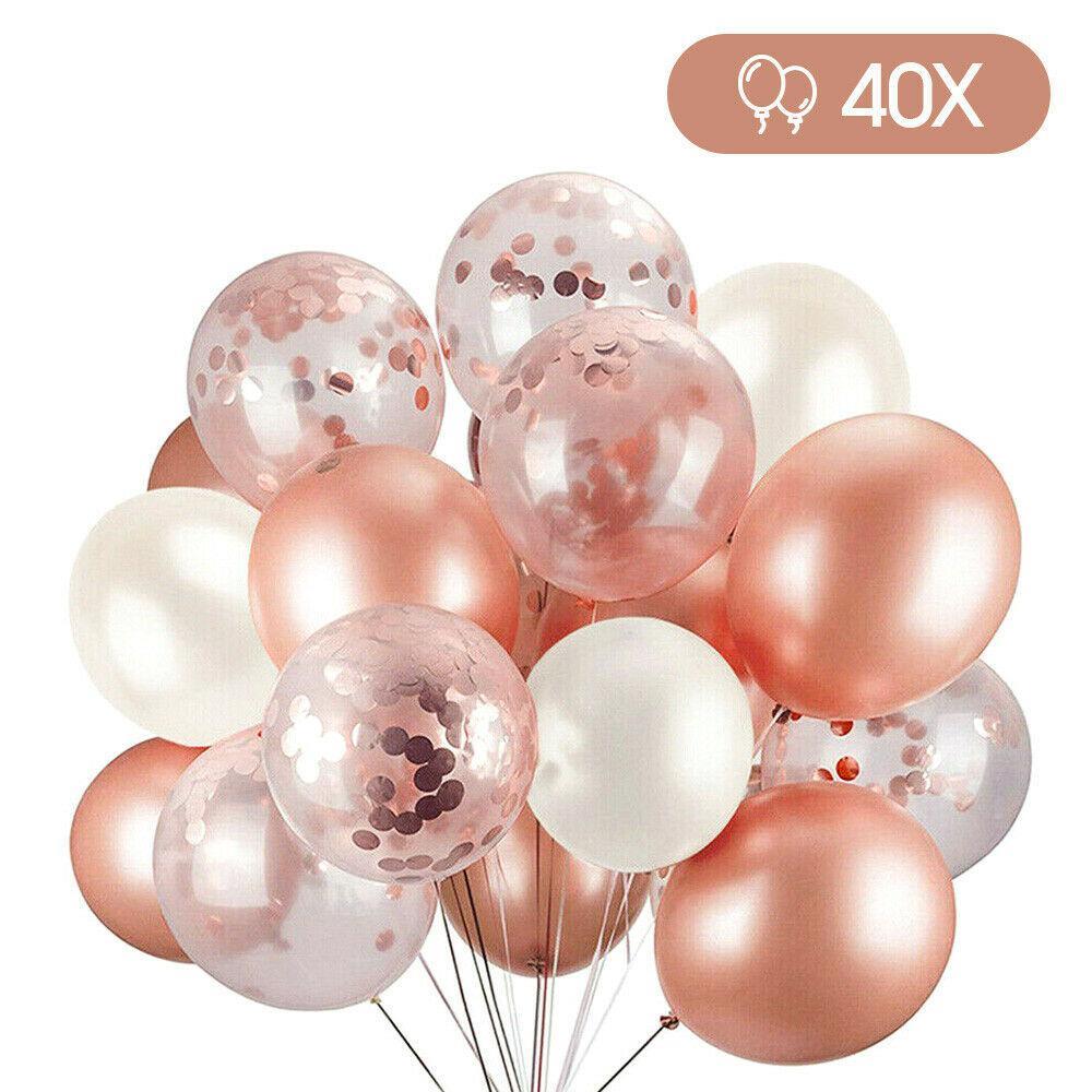 40Pcs Rose Gold Confetti Balloons For Birthday Marriage Party Decoration