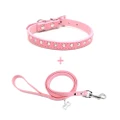 Single Layer Rhinestone Dog Collar and Leash Set CH314 (Pink XS Collar and Leash)