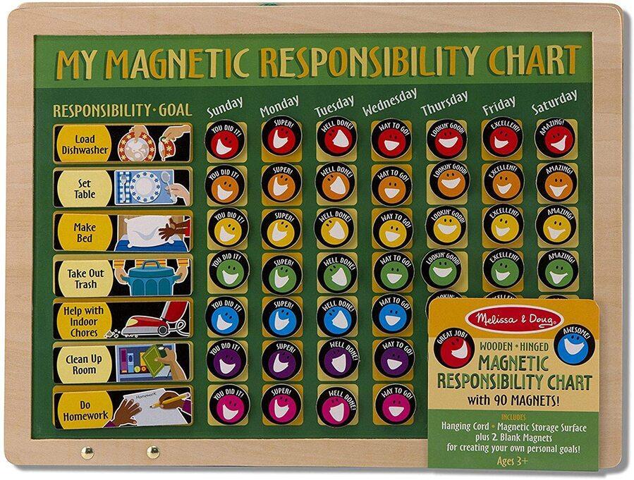 Melissa & Doug Wooden My Magnetic Responsibility Chart with 90 Magnets