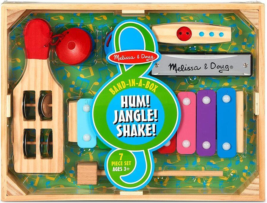 Melissa & Doug Wooden Band-in-a-Box - Hum! Jangle! Shake! Playset
