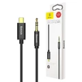 Baseus Stereo Audio AUX Cable 3.5MM Mini Jack - Type-C for Smartphone 120cm (CAM01-01)-Black