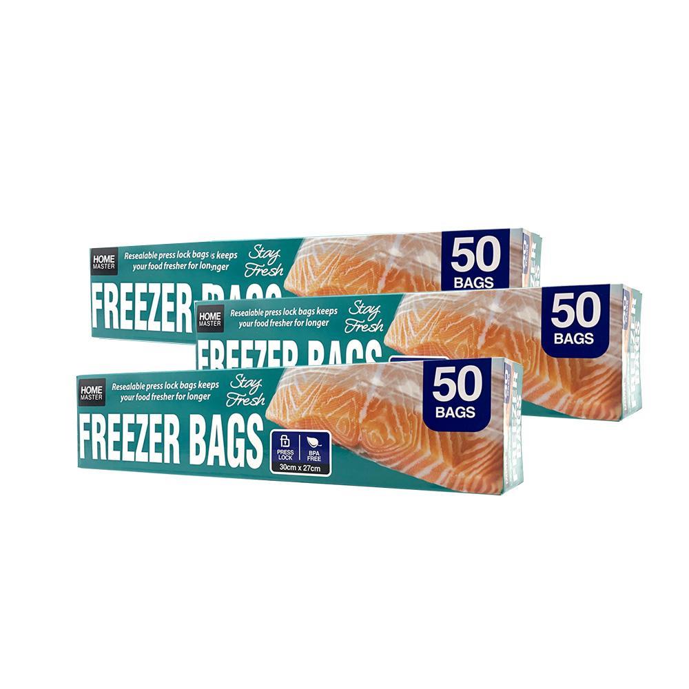 150 Bags Freezer Bags Ziplock Press Lock Kitchen Fresh BPA Free 30cm x 27cm