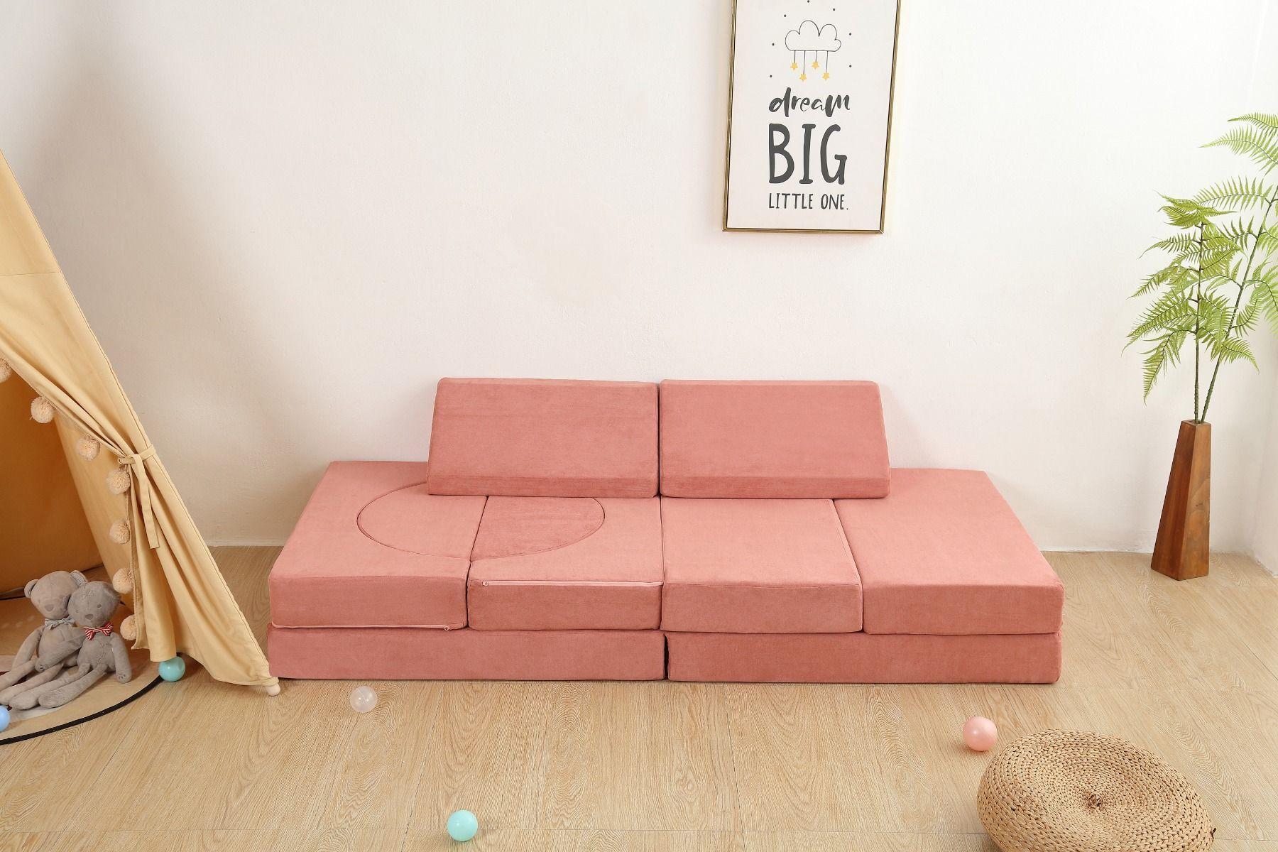 All 4 Kids Ollie10 PCS Modular Play Couch Set - Pink