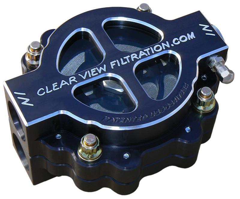 4" Hi-Flow See Through Oil Filter Black Anodised -12AN 115 Micron Element
