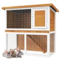 Advwin Rabbit Hutch Chicken Coop Waterproof Pet House 89.5x45x79.5cm Brown