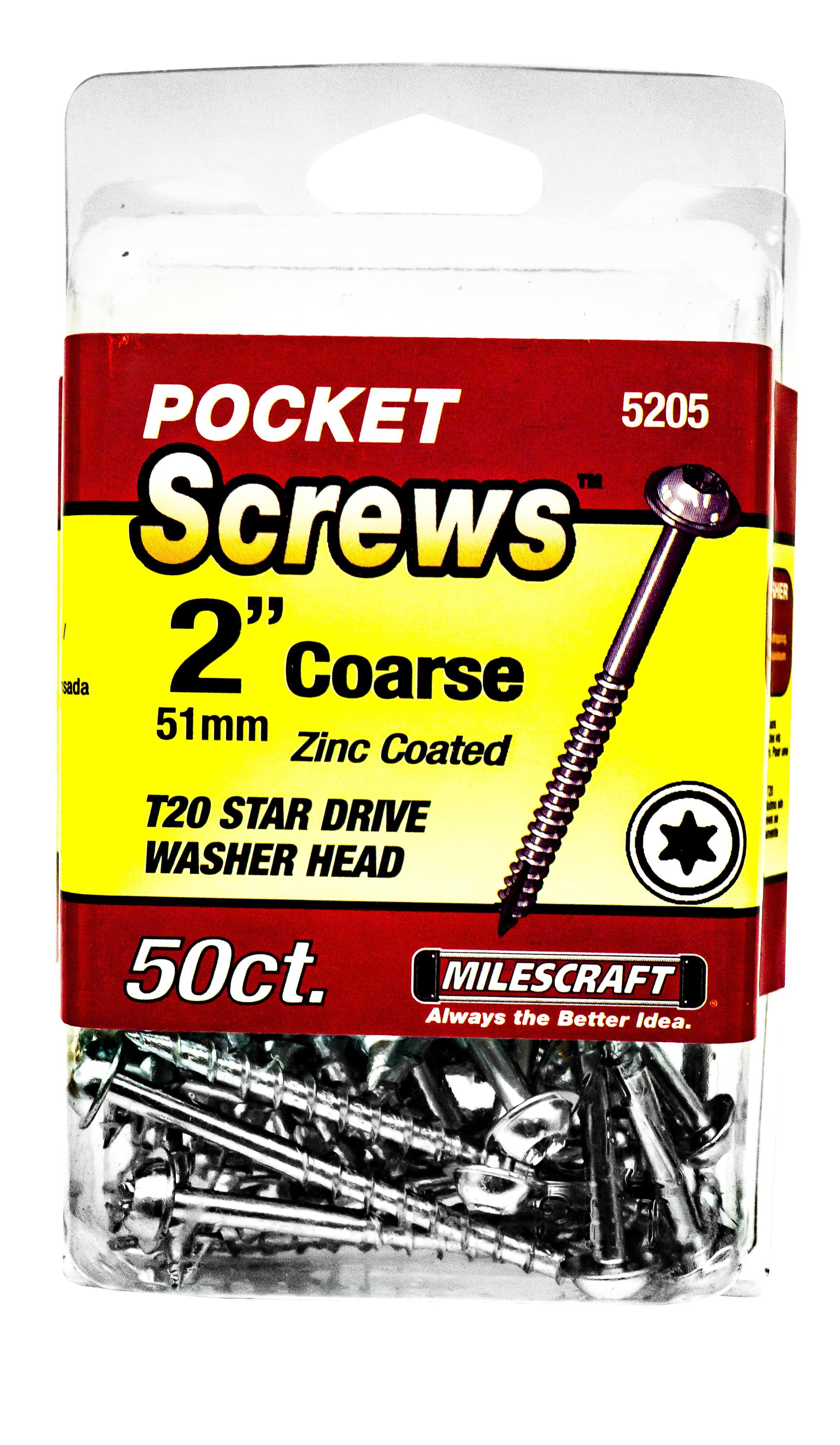 Milescraft Pocket Hole Screws Coarse 8Gx50mm Pk 50 8G x 50mm Pk 50 Coarse Thread