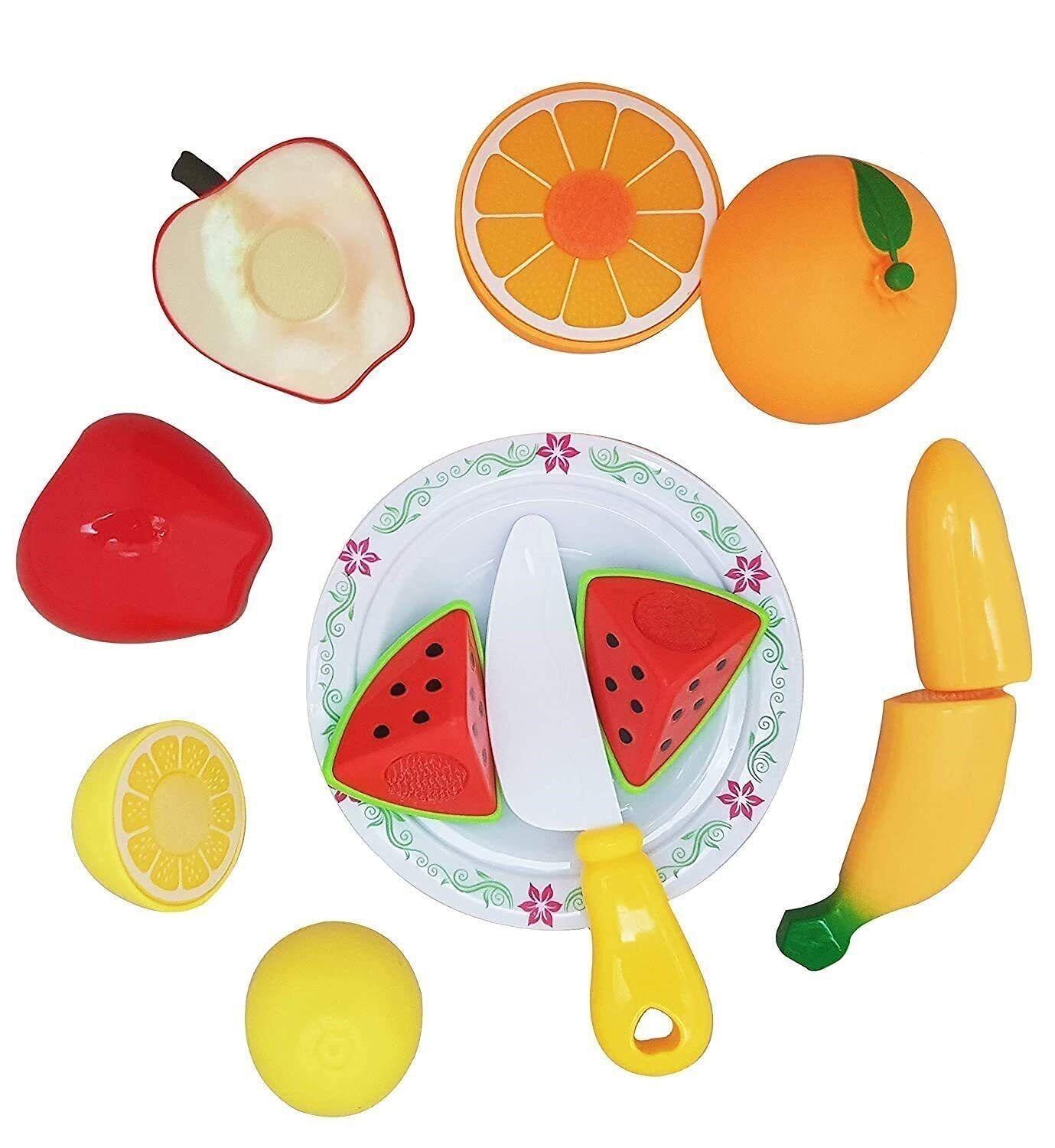 Fruit Cutting Toy Set for Kids Colourful Sliceable Realistic Colourful Play Food