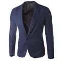 GoodGoods Formal Wedding Blazer Coats One Button Tuxedo Jacket Casual Suits(Navy Blue,XL)