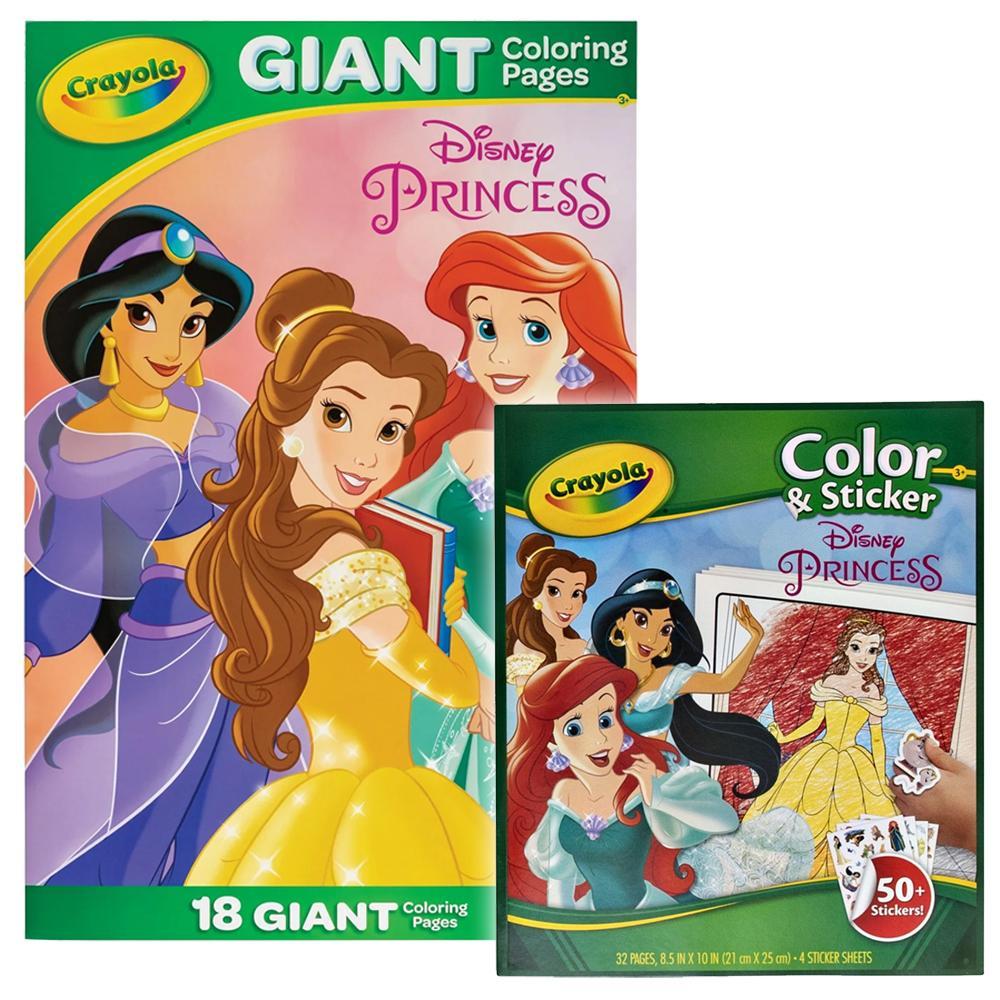 Crayola Giant 18pg Disney Princess Colouring Pages & 32pg Colour/Sticker Book