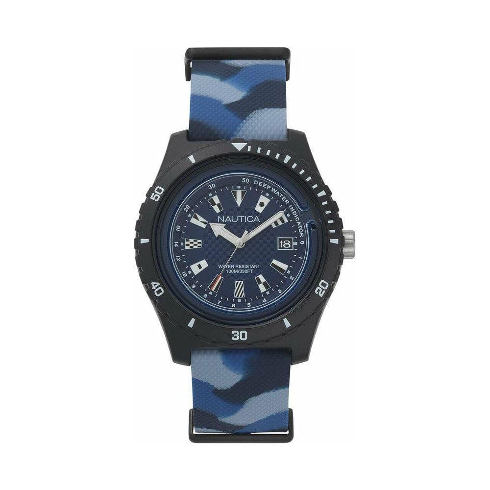 Nautica Men's NAPSRF004 Blue Silicone Strap Quartz Watch (? 46 mm)