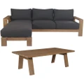 Stud 2pc Set 3 Seater Outdoor Patio Reversible Chaise Sofa Lounge Coffee Table