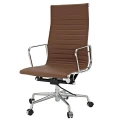 Replica Eames High Back Ribbed Leather Executive Desk / Office Chair | Brown
