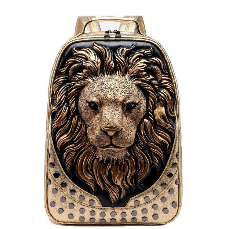 Trend Personality Rivet Creative Lion Computer Backpack