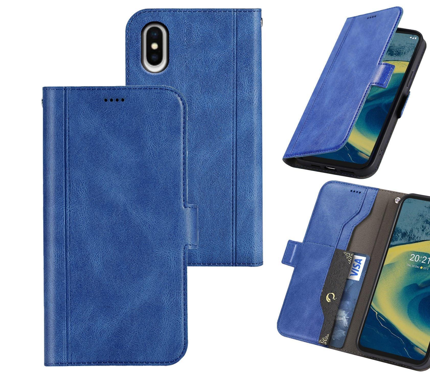 iPhone X Case Wallet Cover Blue