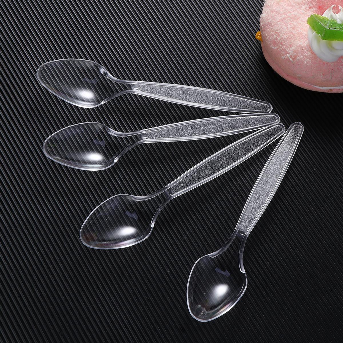 60 Pcs Clear Spoons Tea Teaspoons Soup Dessert Utensils Party Cutlery Set Tasting Dinnerware