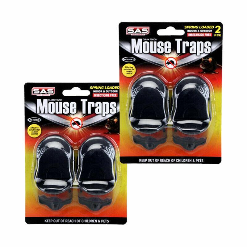 4Pcs Mouse Trap Plastic Clean Touch Pest Control Rodent Extra Strength
