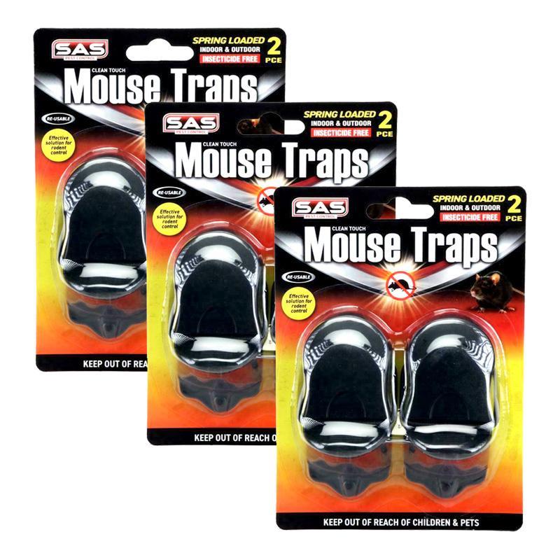 6Pcs Mouse Trap Plastic Clean Touch Pest Control Rodent Extra Strength