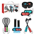 2023 Switch Sports Accessories Bundle - 10 in 1 Family Accessories Kit for Nintendo Switch & OLED Games : Joycon Grip for Mario Golf Super Rush,Wrist Dance Bands & Leg Strap,Comfort Grip Case And Tennis Rackets