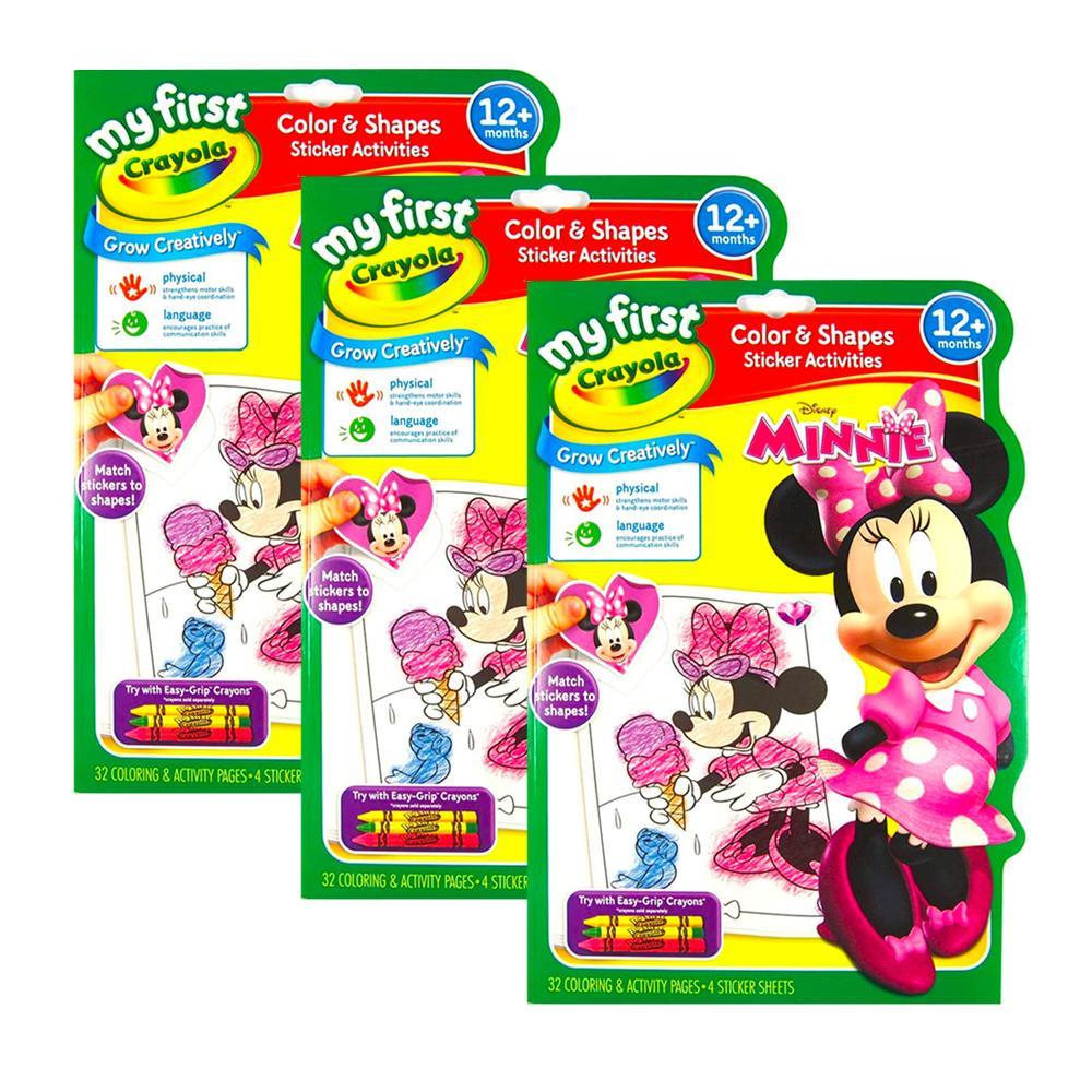 3x Crayola Kids/Childrens Creative Disney Minnie Mouse Color/Sticker Book 12m+