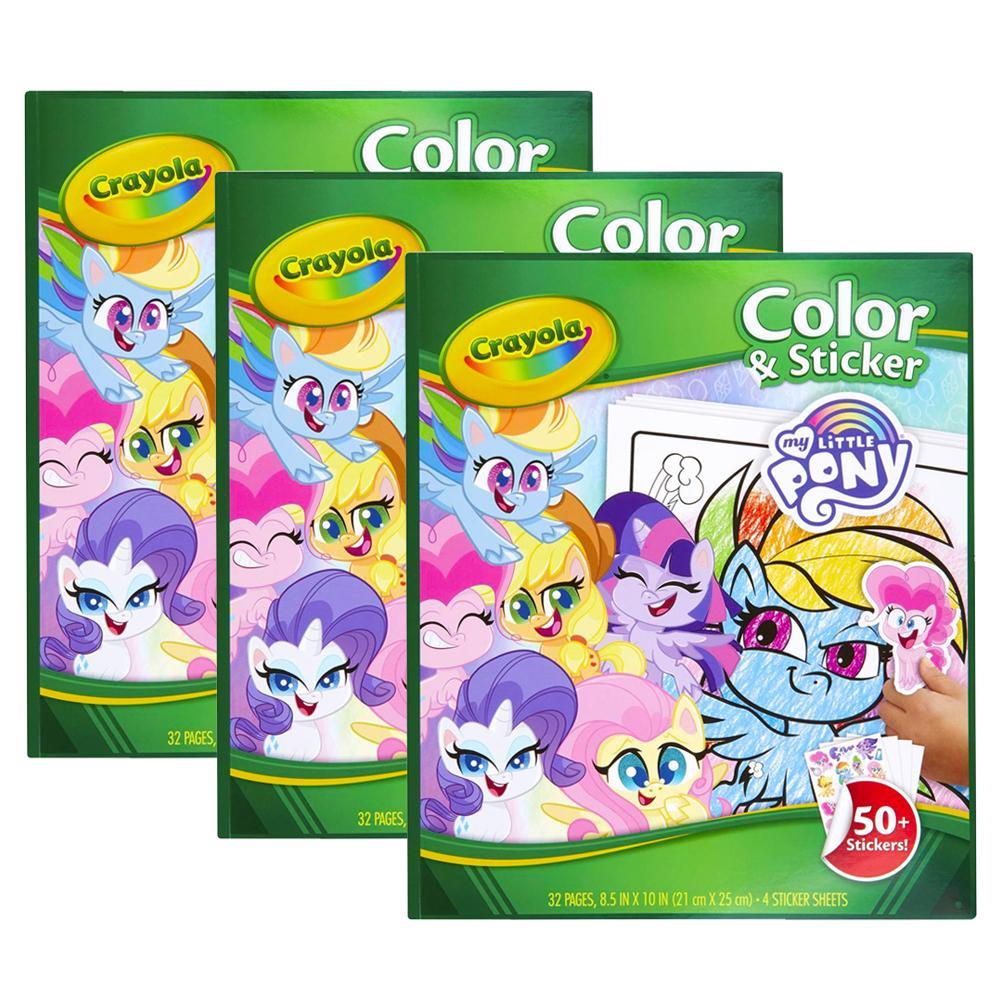 3x Crayola Childrens Creative Colour/Sticker Activity Book My Little Pony 36m+