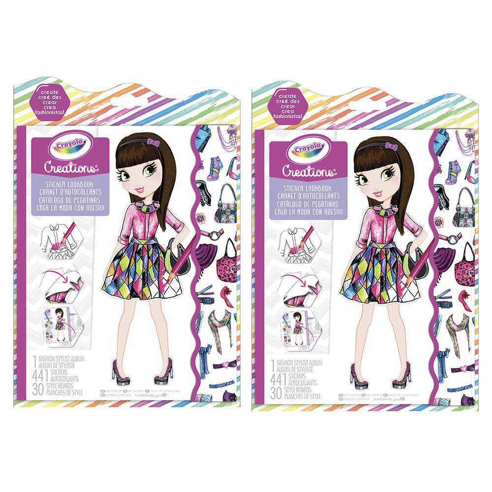 2x Crayola Childrens Art/Craft Creations Colouring/Sticker Fashion Look Book