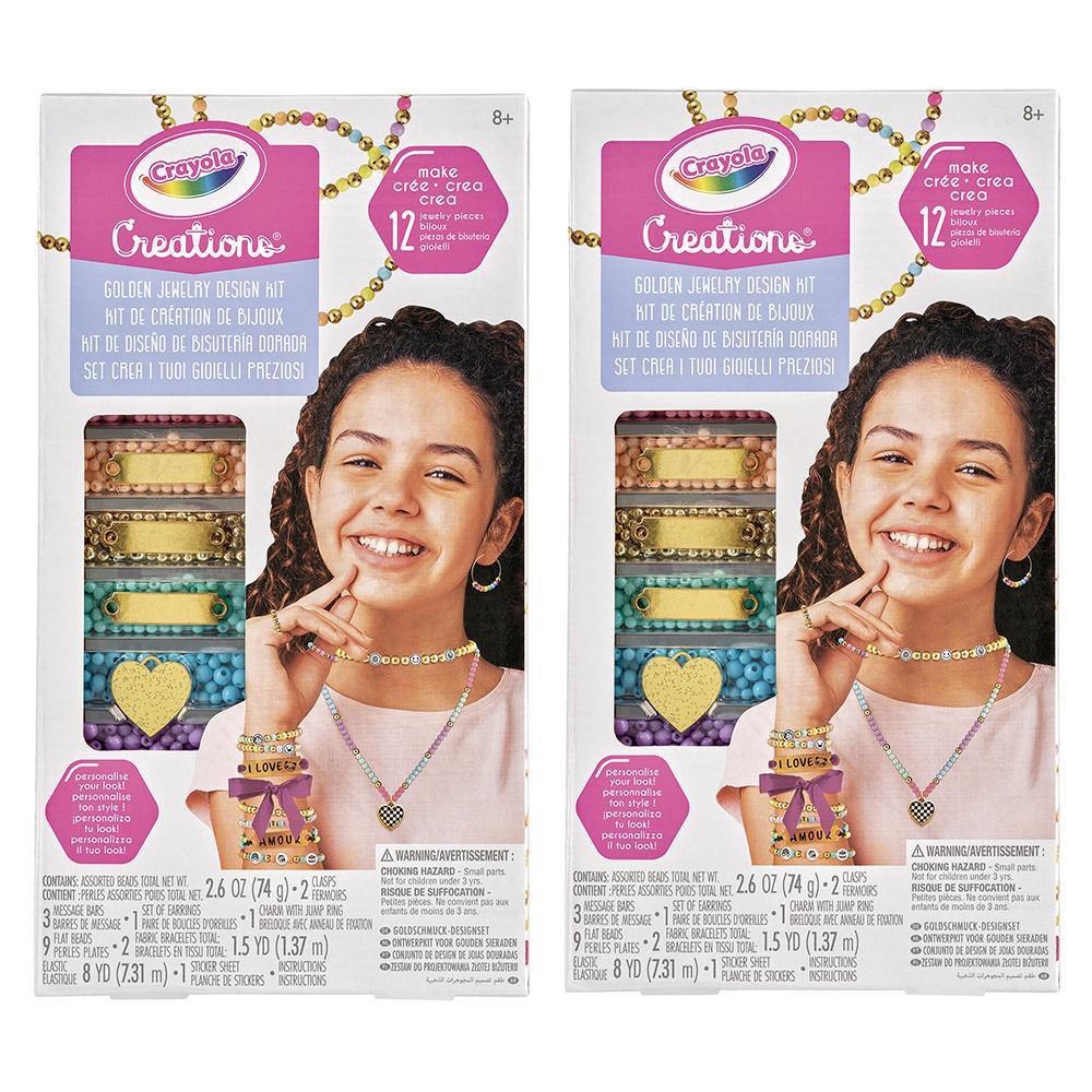 2x Crayola Kids/Children Creations Golden Jewelry Bracelet DIY Design Kit 96m+