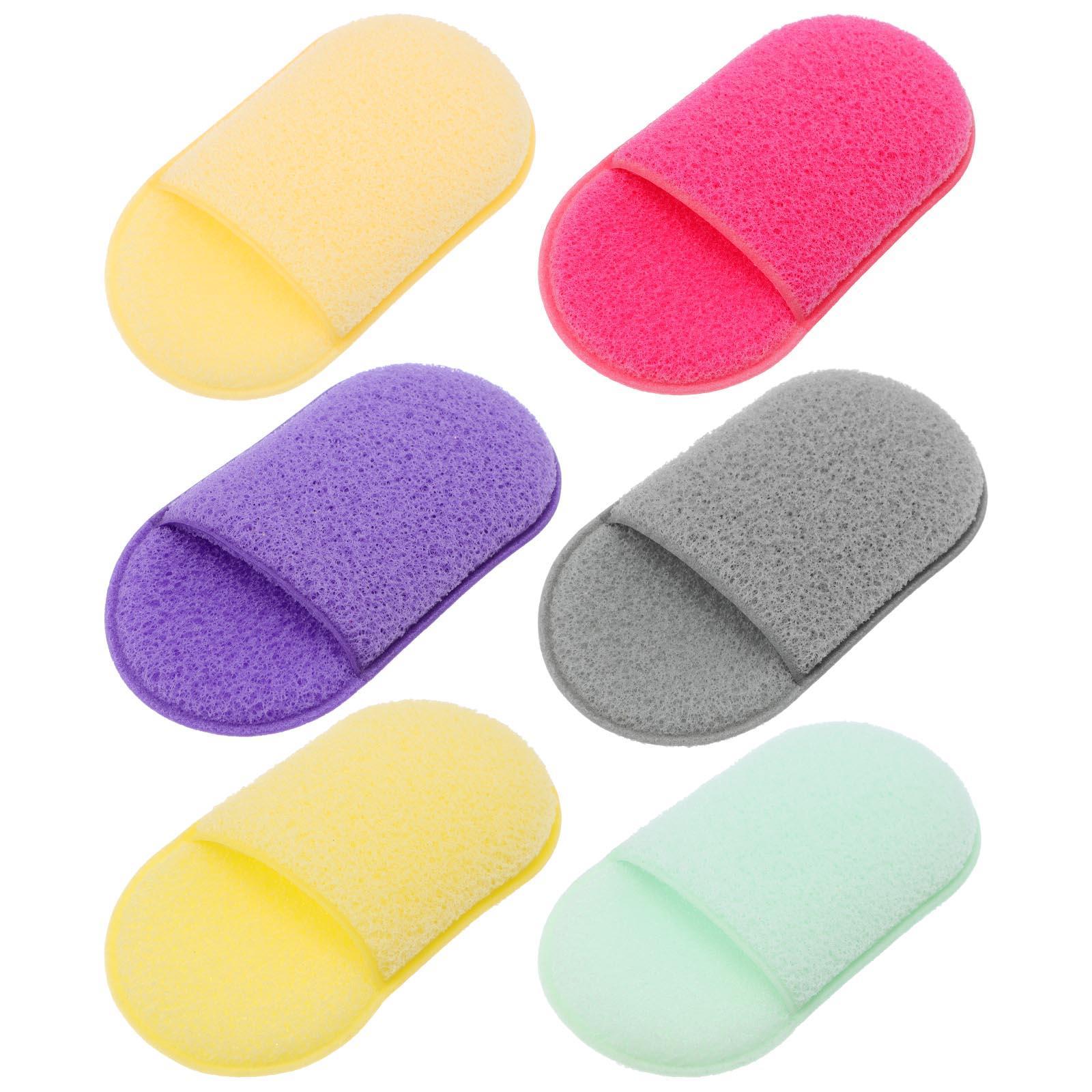 6 Pcs Foundation Sponge Exfoliating Bath Gloves Slipper Type Face Wash