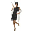 1920s Roaring 20s One Shoulder-Black Charleston Gangster Flapper Gatsby Fancy Dress Costume Outfit
