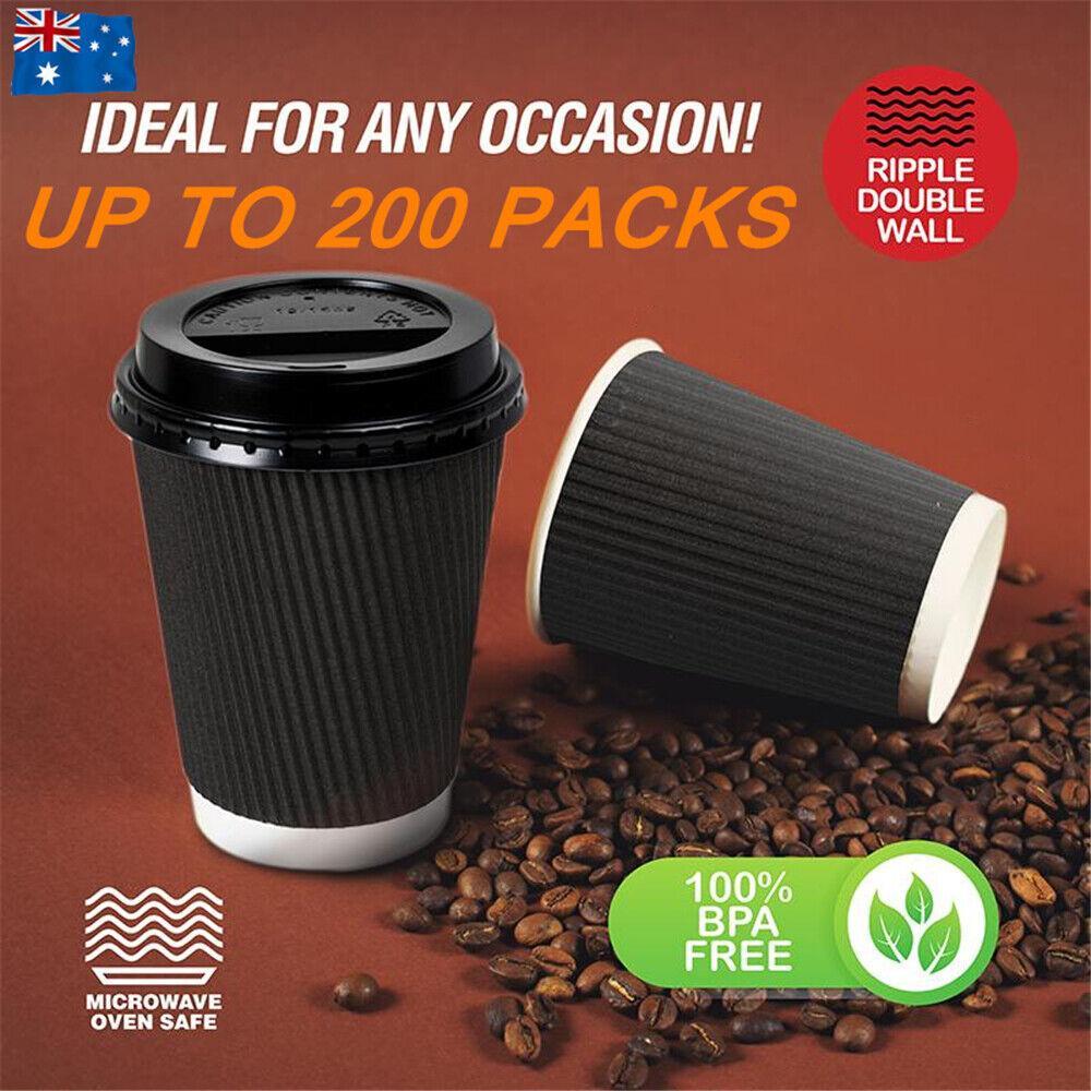 100pk 230ml Disposable Coffee Cups Bulk Takeaway Paper Triple Wall Take Away Party