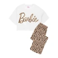 Barbie Womens/Ladies Animal Print Pyjama Set (White/Brown) (M)